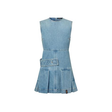 lv blue dress|Denim Button Tab Pleat Dress .